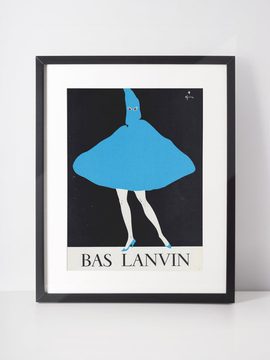 LANVIN 1957 Vintage Print Advertisement Hosiery René Gruau 1950s