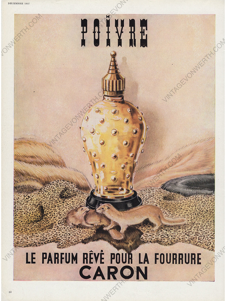 CARON 1957 Vintage Print Advertisement Perfume Parfum 1950s