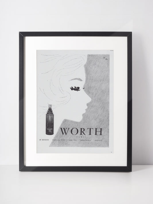 WORTH 1959 Vintage Print Magazine Advertisement Perfume Parfum Fragrance