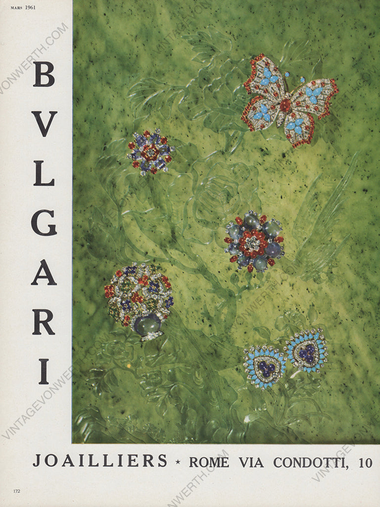 BVLGARI 1961 Vintage Advertisement 1960s Bulgari Jewelry Ad