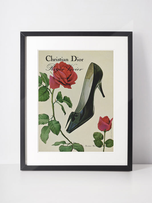 CHRISTIAN DIOR 1961 Vintage Advertisement 1960s Roger Vivier Ad Print