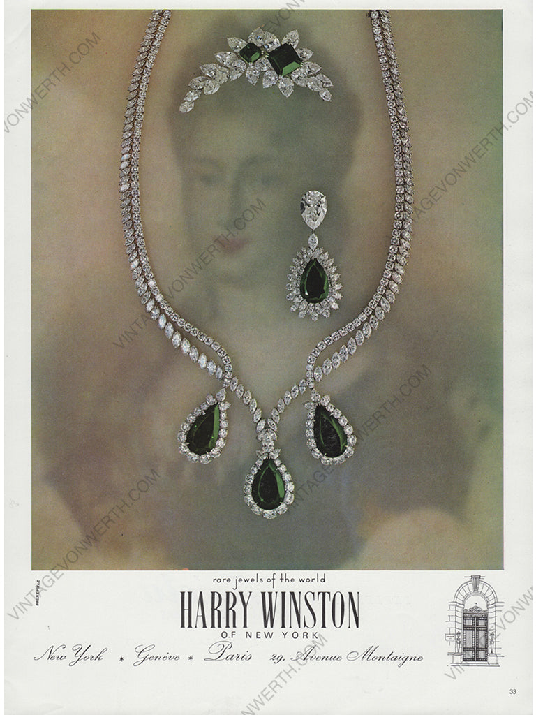 HARRY WINSTON 1963 Vintage Advertisement 1960s Jewelry Print Ad