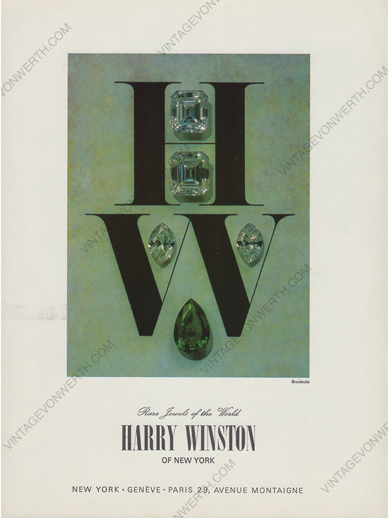 HARRY WINSTON 1967 Vintage Advertisement 1960s Jewelry Print Ad