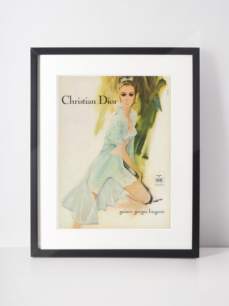 CHRISTIAN DIOR 1967 Vintage Advertisement 1960s Perfume Print Ad René Gruau