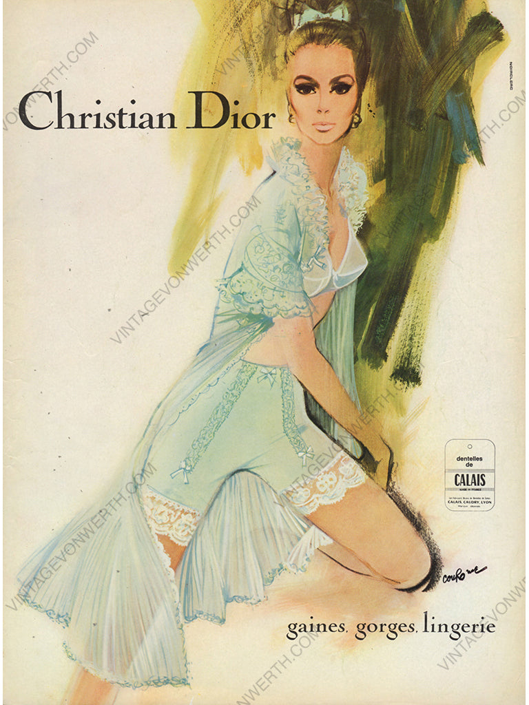 CHRISTIAN DIOR 1967 Vintage Advertisement 1960s Perfume Print Ad René Gruau