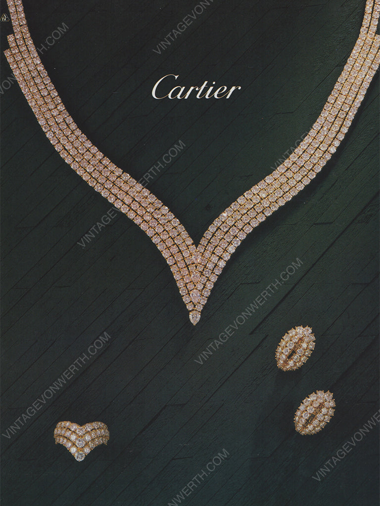 CARTIER 1986 Jewelry Vintage Print Advertisement (2 Pages)
