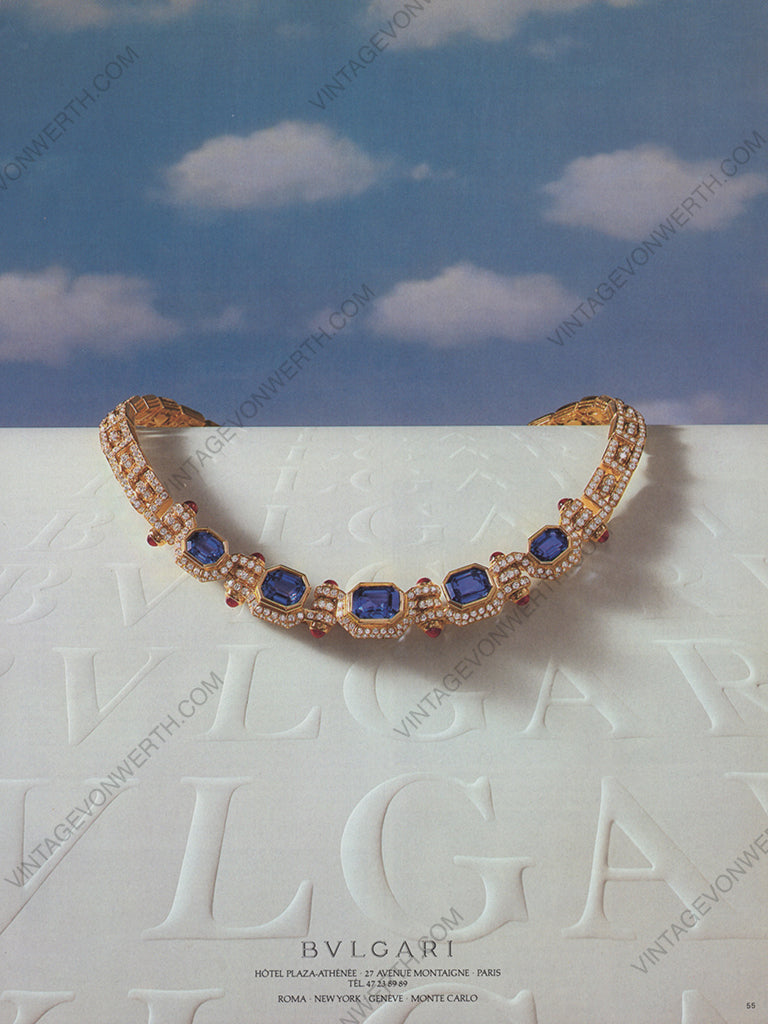 BVLGARI 1986 Vintage Print Advertisement Bulgari Jewelry