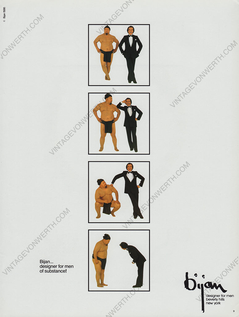 BIJAN 1986 Vintage Print Advertisement Men's Fashion