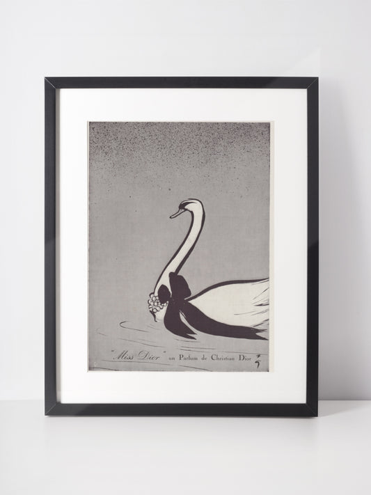 CHRISTIAN DIOR 1950 Vintage Advertisement Miss Dior Perfume René Gruau