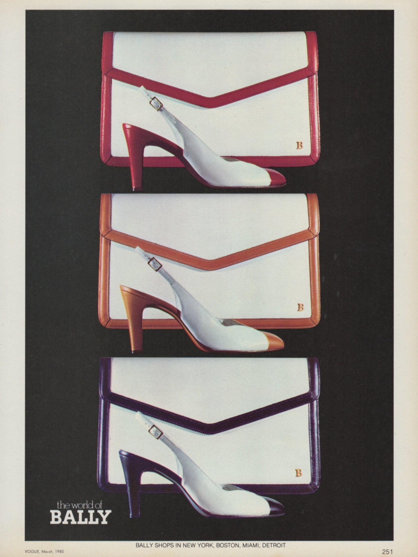 BALLY 1980 Vintage Advertisement Leather Shoes & Handbags