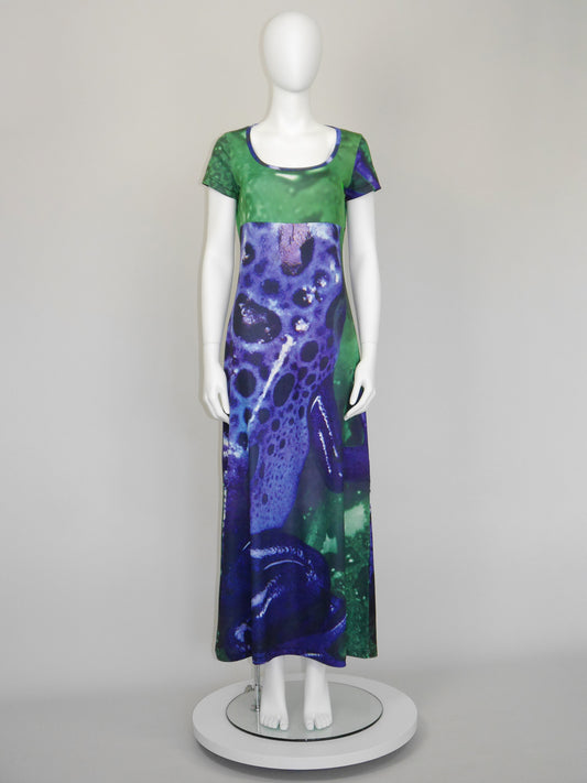 W< Walter van Beirendonck Spring 1999 Vintage Frog Print Maxi Dress Size M