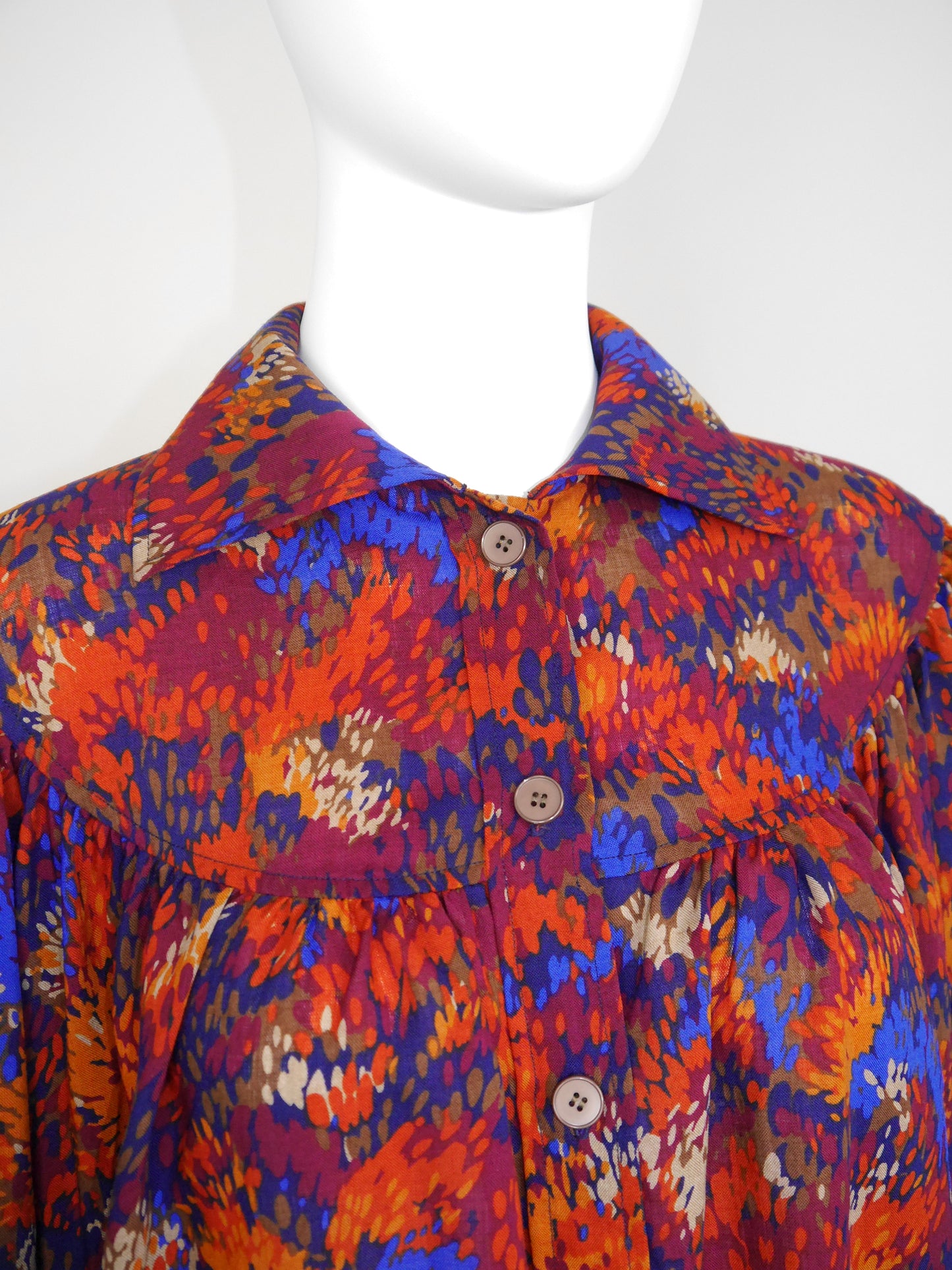 YVES SAINT LAURENT 1970s 1980s Vintage Wool Balloon Midi Dress Size S-M