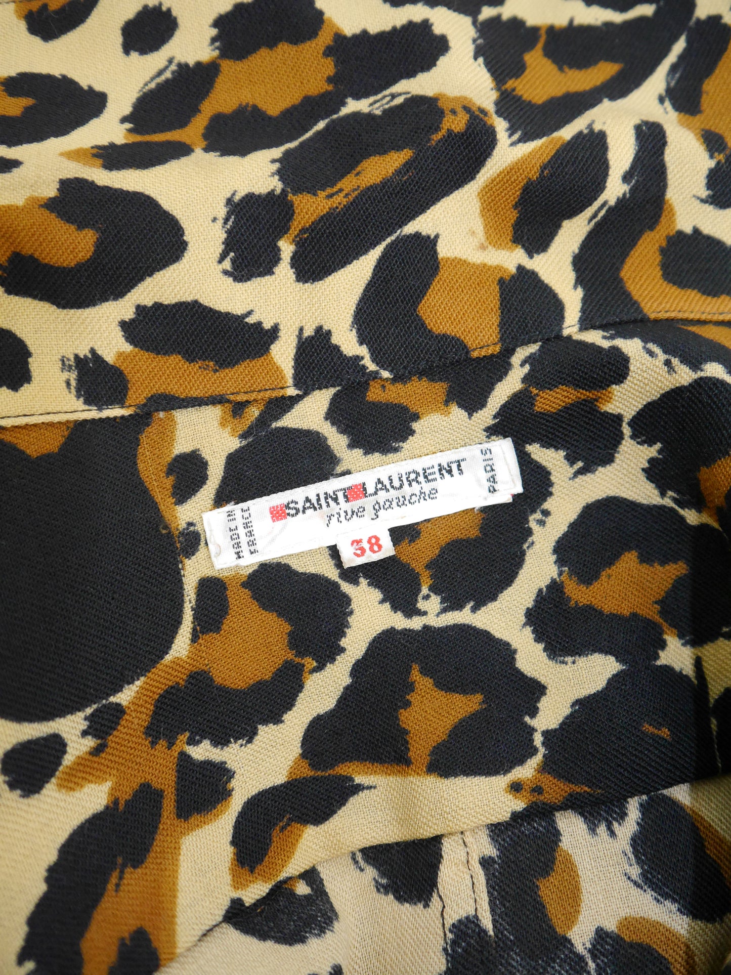 YVES SAINT LAURENT Fall 1986 Vintage Leopard Print Overshirt Jacket Size S