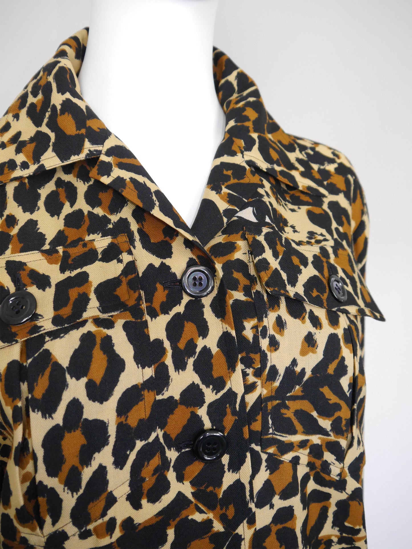 YVES SAINT LAURENT Fall 1986 Vintage Leopard Print Overshirt Jacket Size S