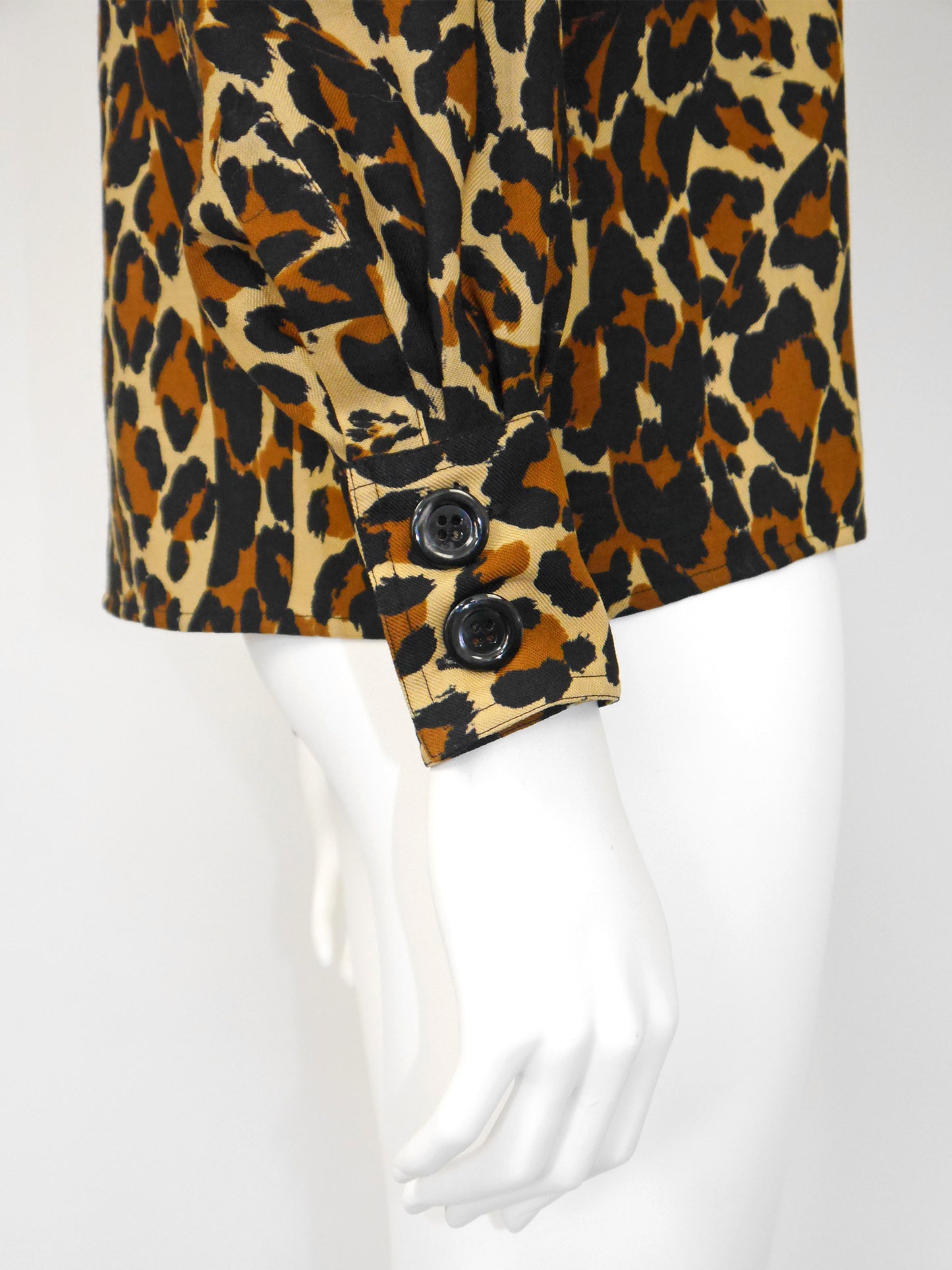YVES SAINT LAURENT Fall 1986 Vintage Leopard Print Overshirt Jacket Size S
