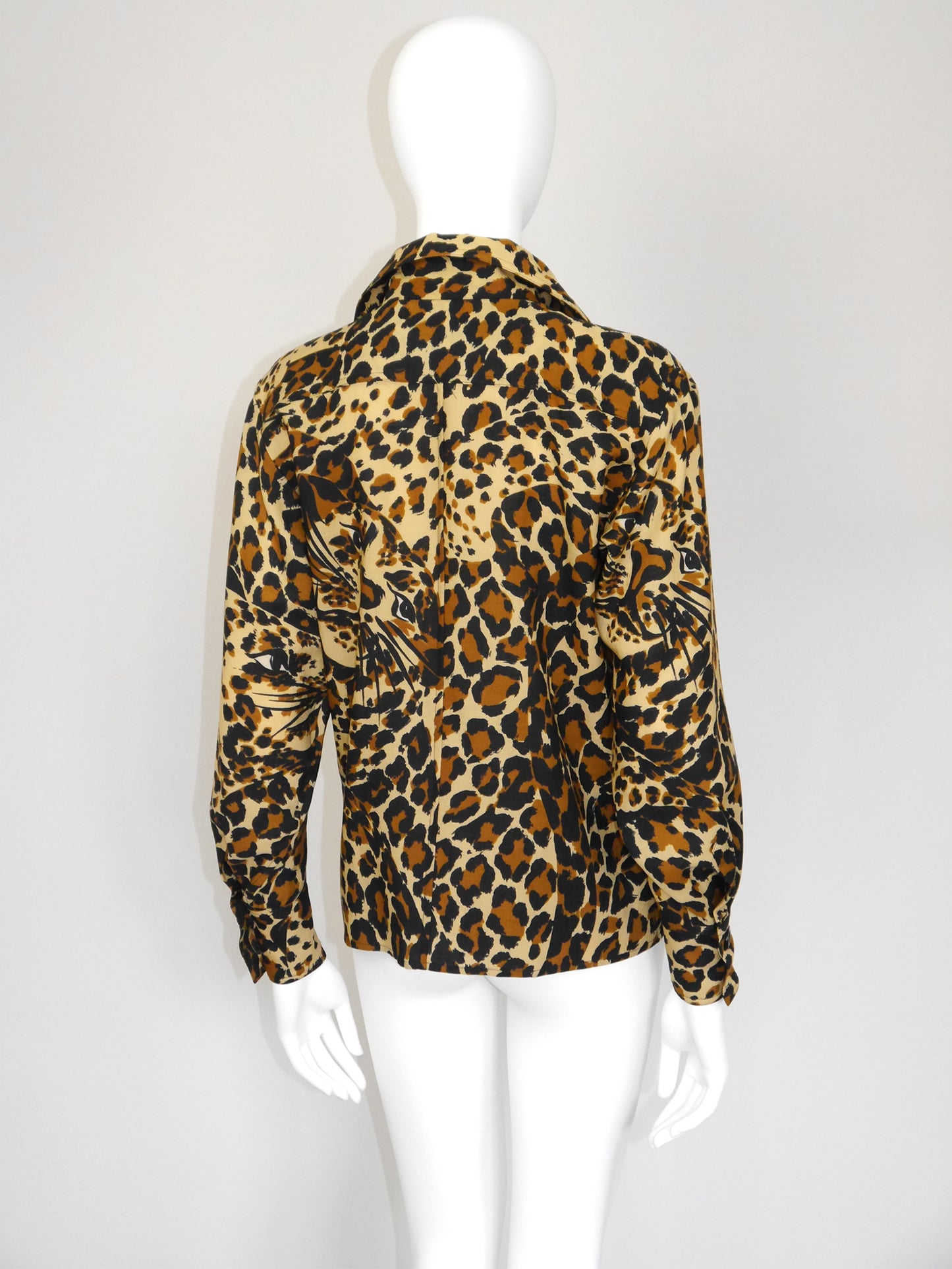 YVES SAINT LAURENT Fall 1986 Vintage Leopard Print Overshirt Jacket Size S
