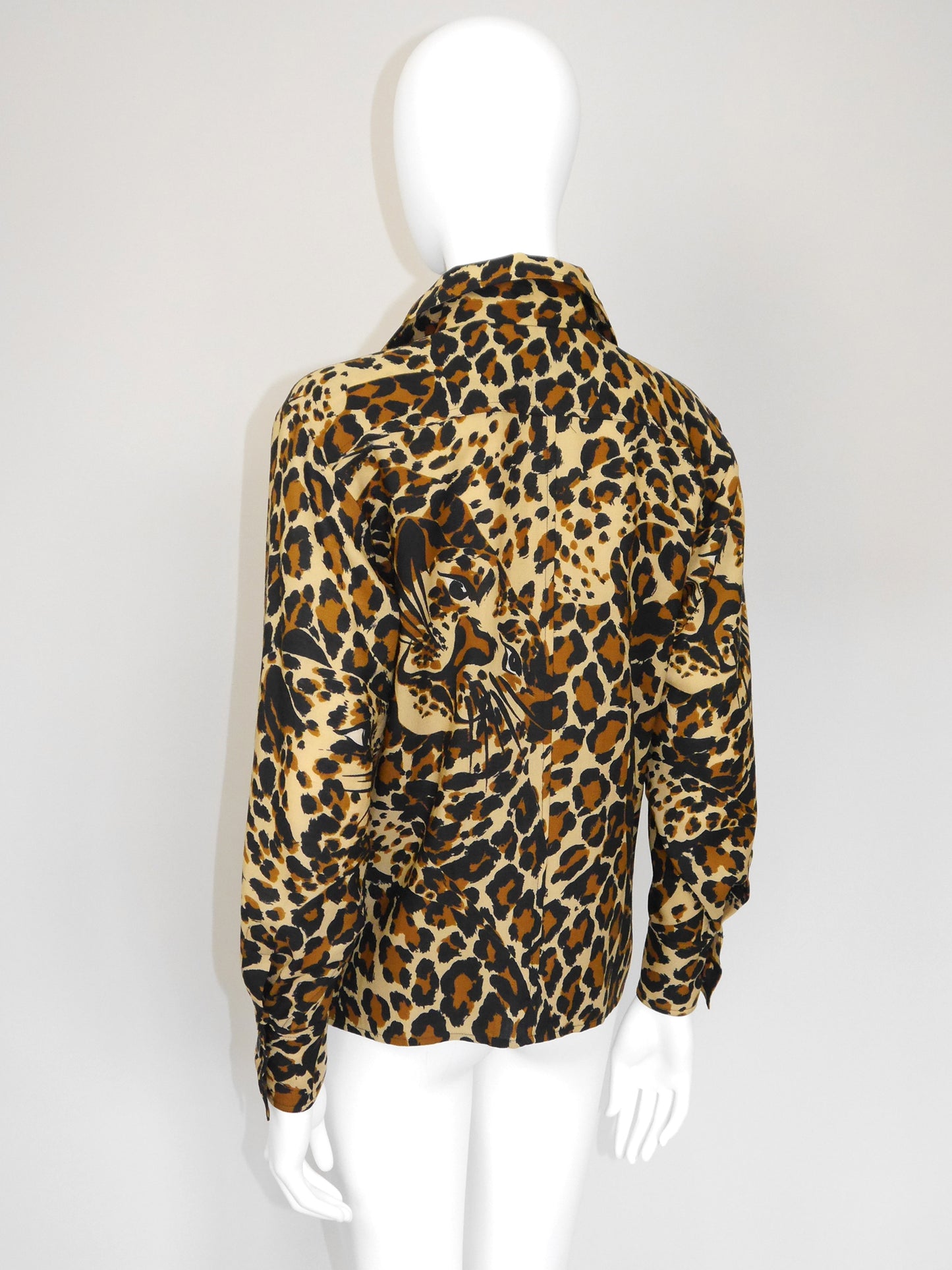 YVES SAINT LAURENT Fall 1986 Vintage Leopard Print Overshirt Jacket Size S