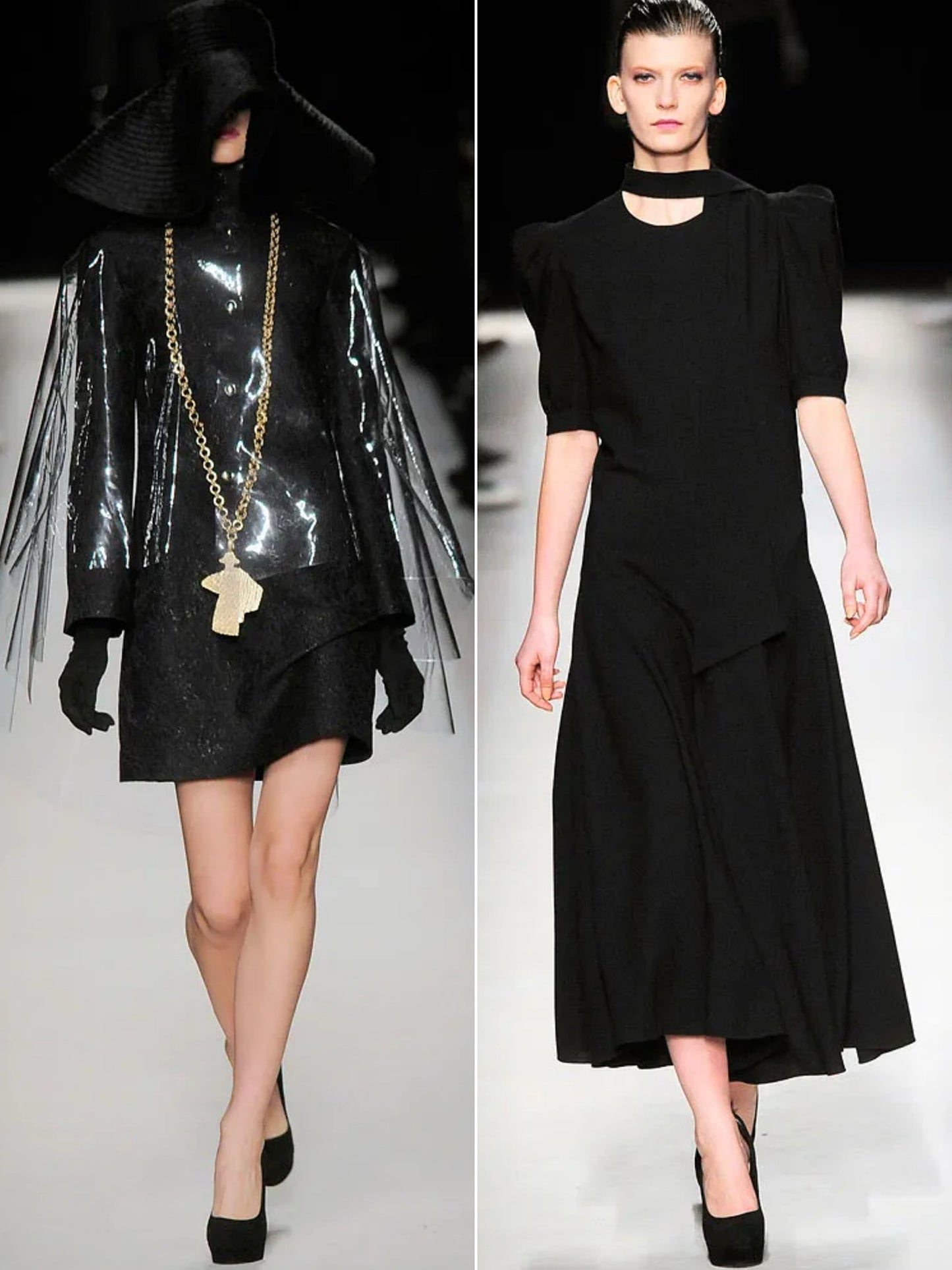 YVES SAINT LAURENT Fall 2010 Vintage Black "Mohawk" Platform Heels Size EU 36.5