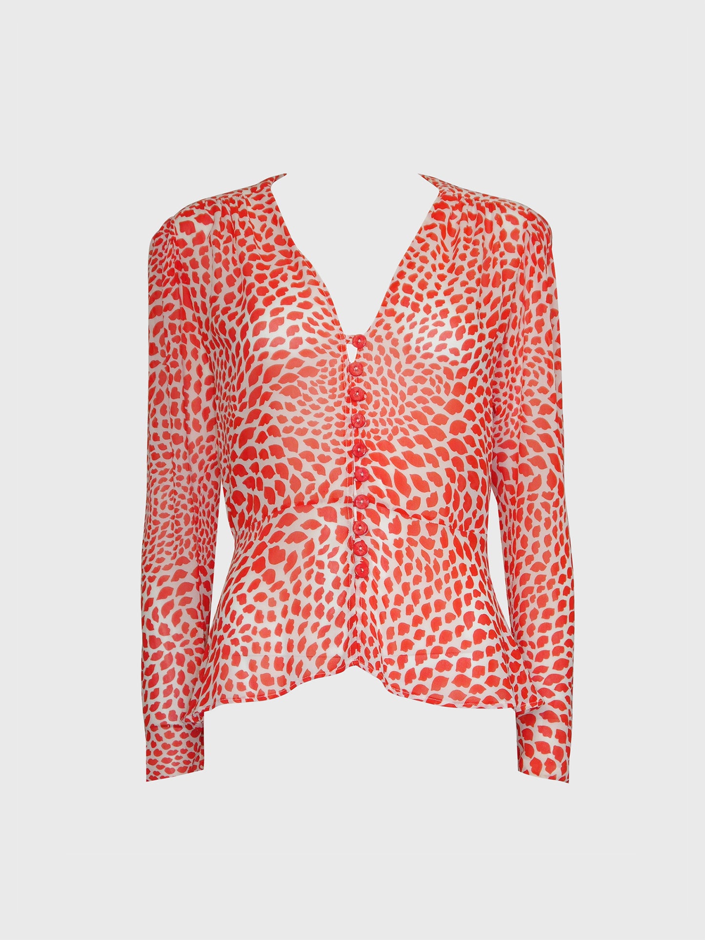 YVES SAINT LAURENT Spring 1971 Scandal Collection Vintage Lips Print Blouse Size M