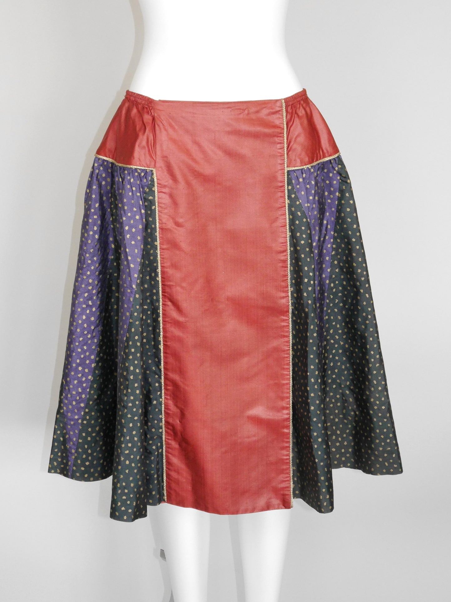 YVES SAINT LAURENT Spring 1981 Vintage Raw Silk Evening Skirt Size S-M