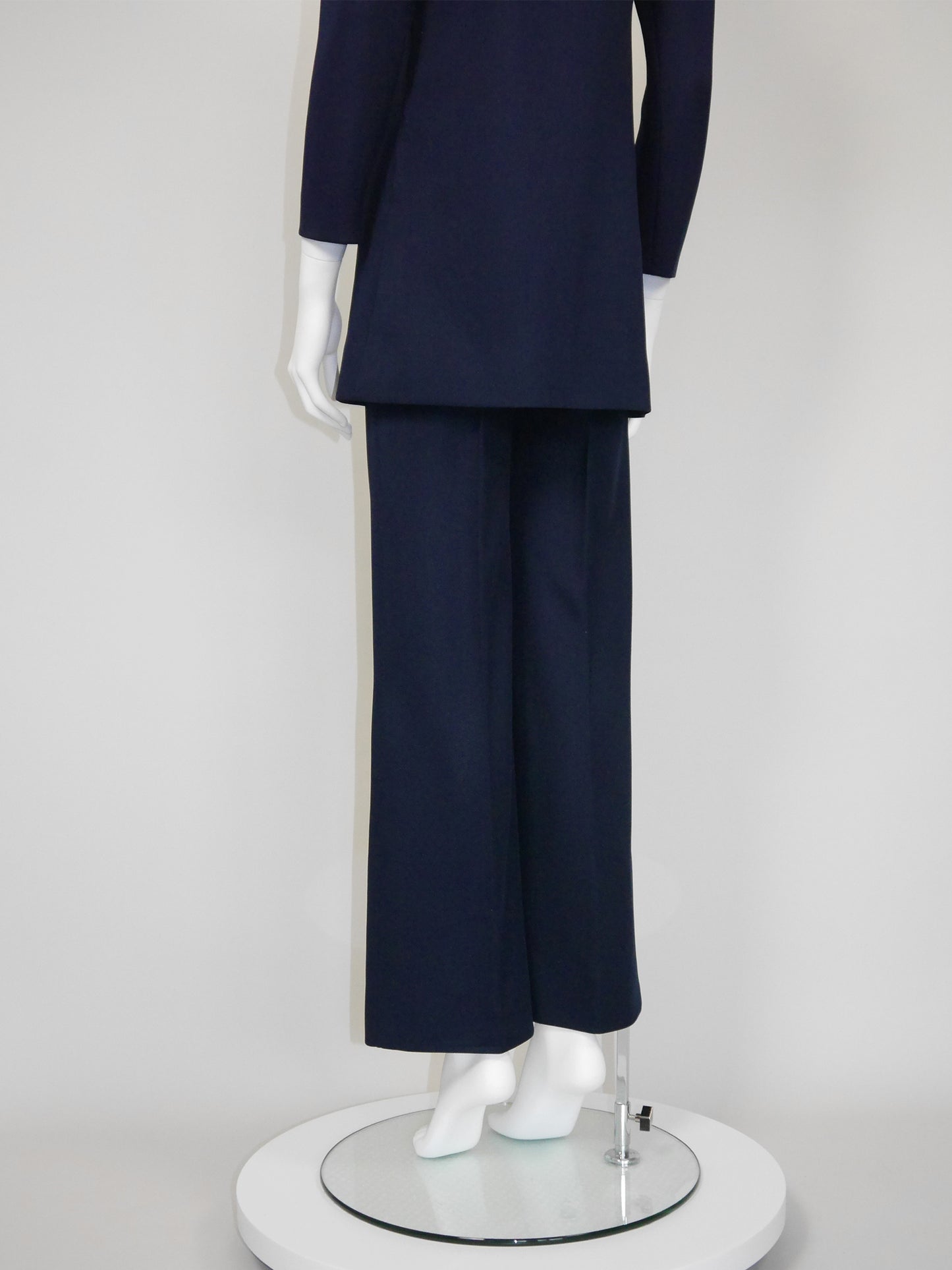 YVES SAINT LAURENT 1960s 1970s Vintage Dark Blue Tunic Top & Pants Suit Size XS