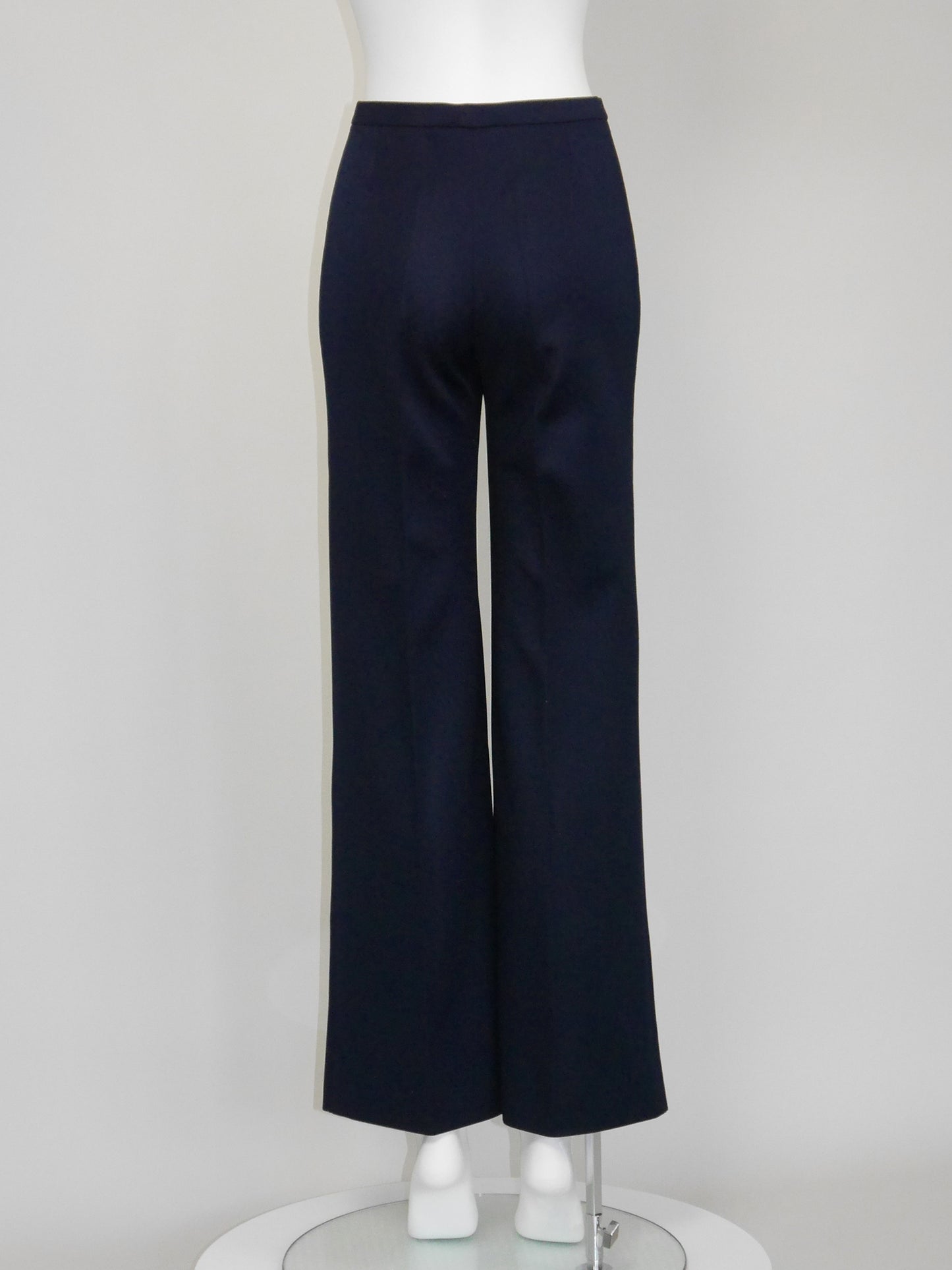 YVES SAINT LAURENT 1960s 1970s Vintage Dark Blue Tunic Top & Pants Suit Size XS