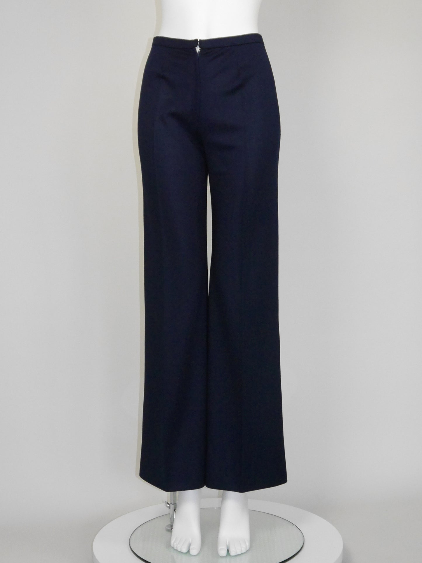 YVES SAINT LAURENT 1960s 1970s Vintage Dark Blue Tunic Top & Pants Suit Size XS