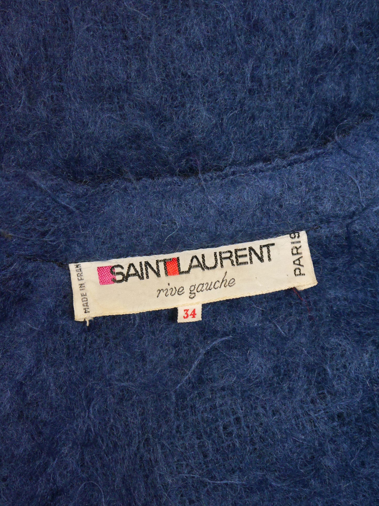 YVES SAINT LAURENT 1970s 1980s Vintage Blue Wool Cape Size XS-S