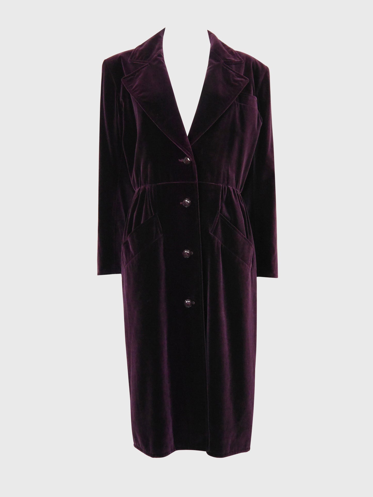 YVES SAINT LAURENT 1970s 1980s Vintage Dark Burgundy Velvet Coat Size S-M