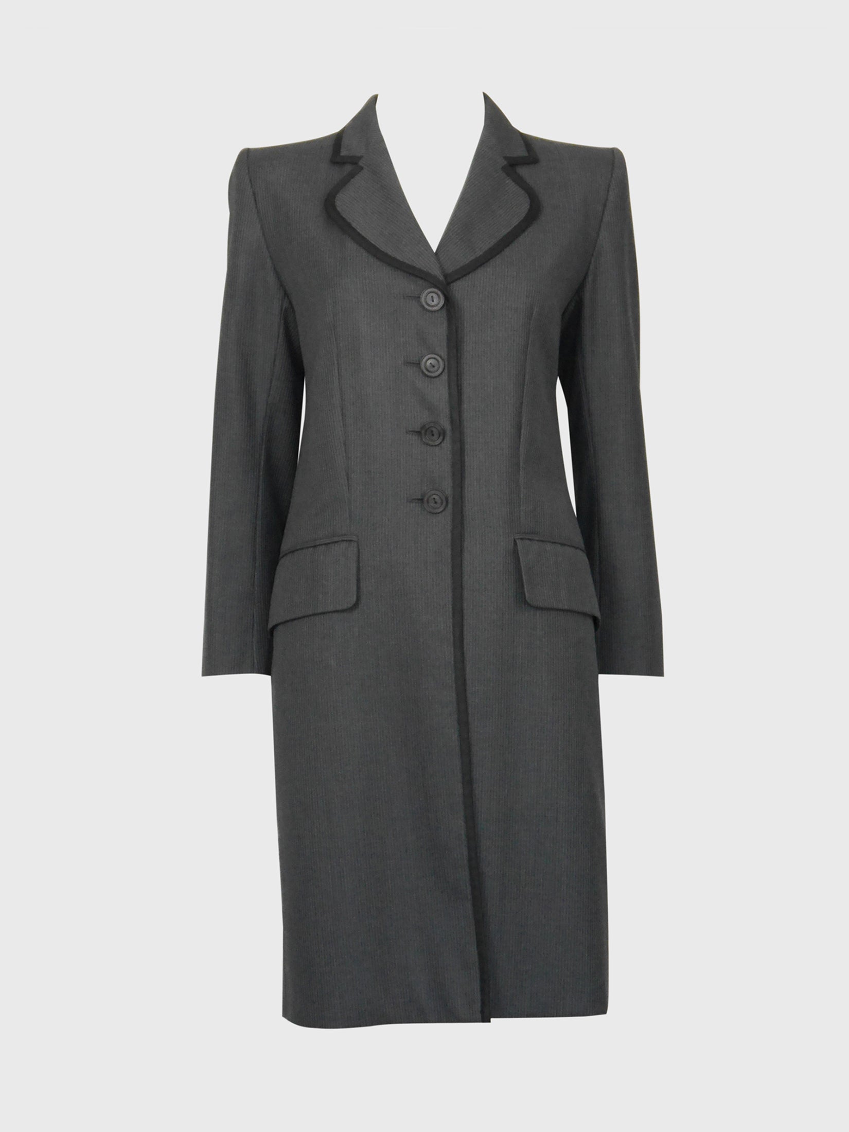 ジャケット・アウター 90sArchive Yves saint laurent wool coat YVES SAINT LAURENT 1990s Vintage Grey Pinstripe Wool Tailored Coat