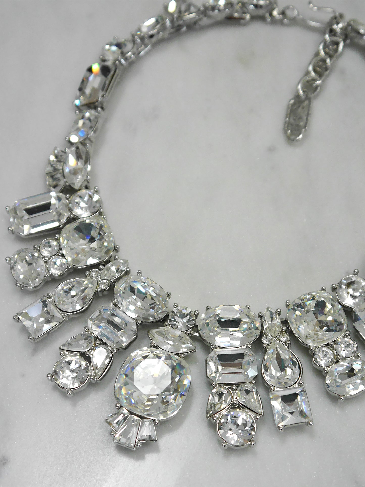 YVES SAINT LAURENT Vintage Chunky Glass Crystals Statement Necklace Collier