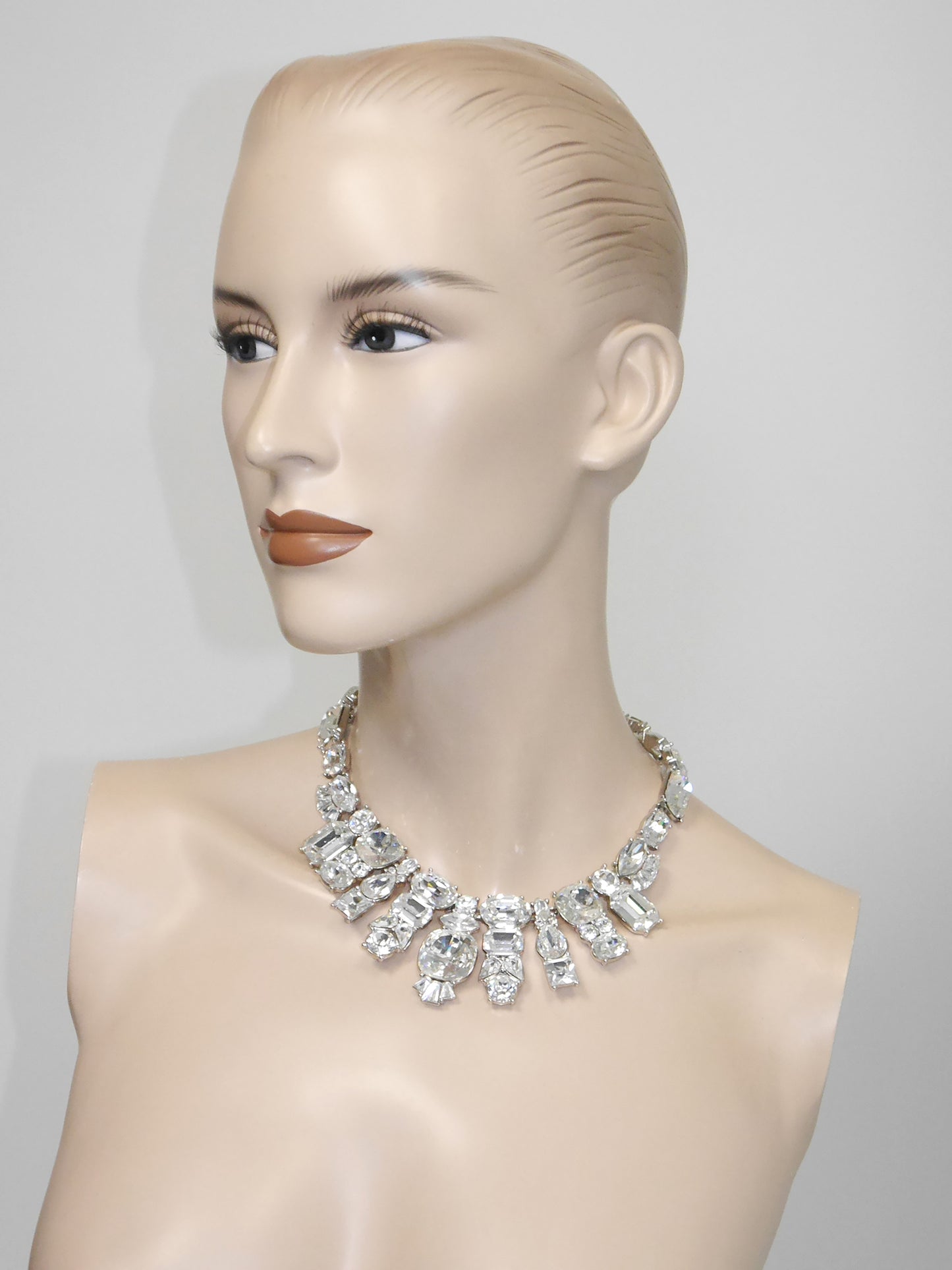 YVES SAINT LAURENT Vintage Chunky Glass Crystals Statement Necklace Collier