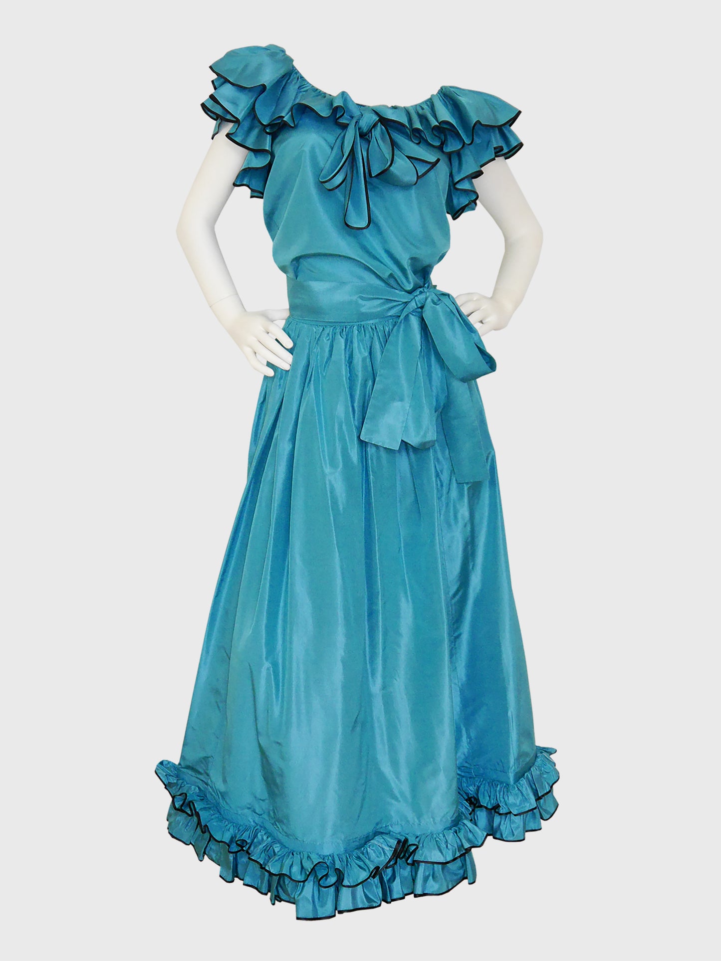 YVES SAINT LAURENT Vintage Silk Taffeta Ruffle Evening Set