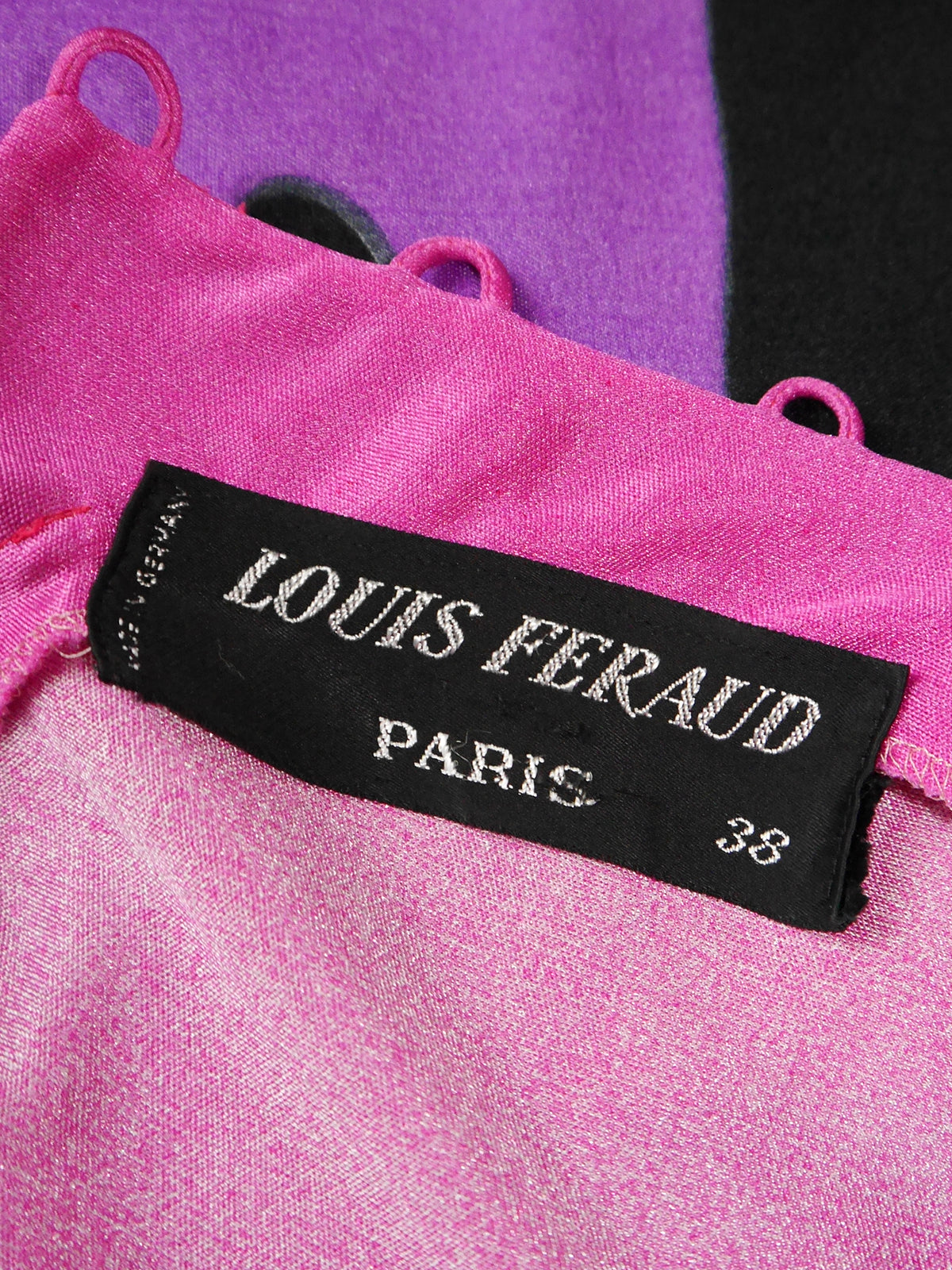 LOUIS FÉRAUD 1960s 1970s Vintage Magenta Pink Psychedelic Print Maxi Evening Dress Size S