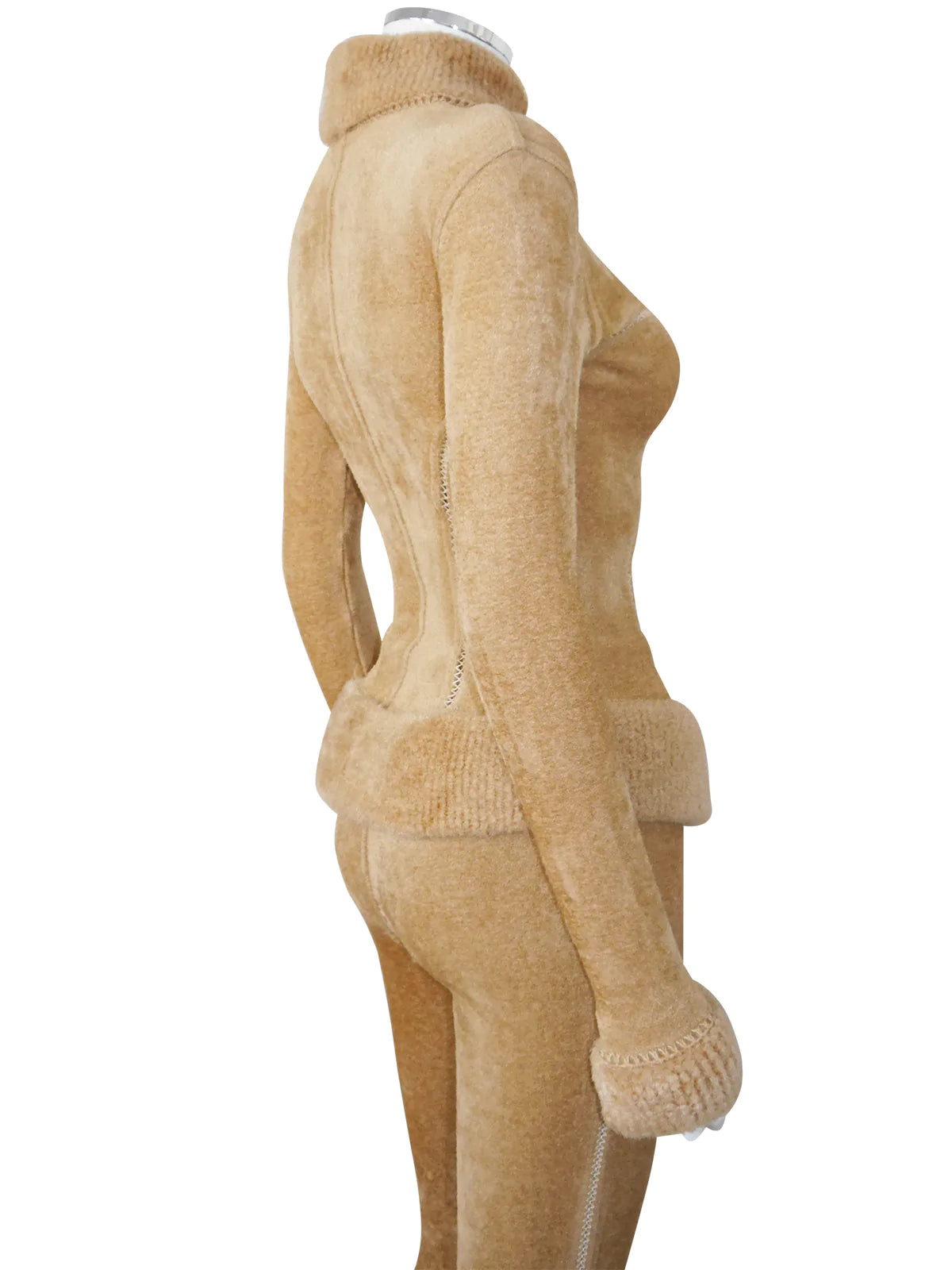Copy of AZZEDINE ALAIA Fall 1991 Vintage Camel Bodycon Top & Leggings Ensemble Size S // Sold