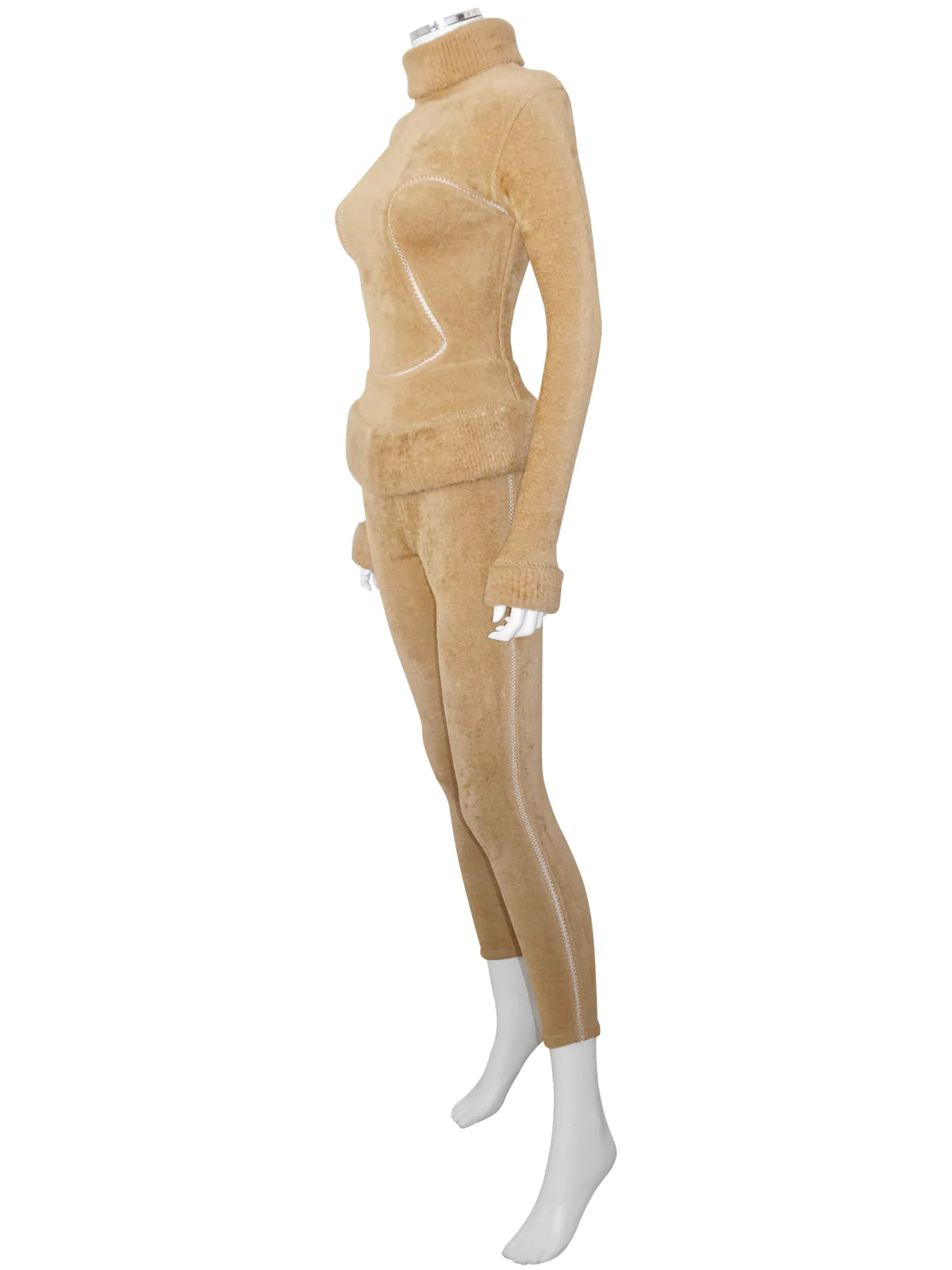 Copy of AZZEDINE ALAIA Fall 1991 Vintage Camel Bodycon Top & Leggings Ensemble Size S // Sold