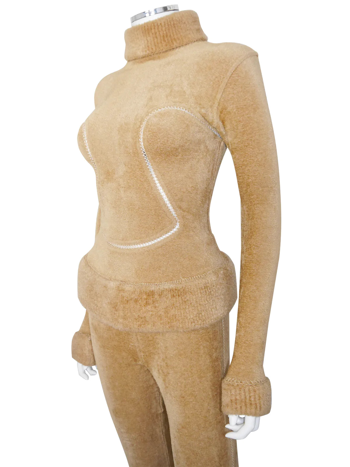 Copy of AZZEDINE ALAIA Fall 1991 Vintage Camel Bodycon Top & Leggings Ensemble Size S // Sold