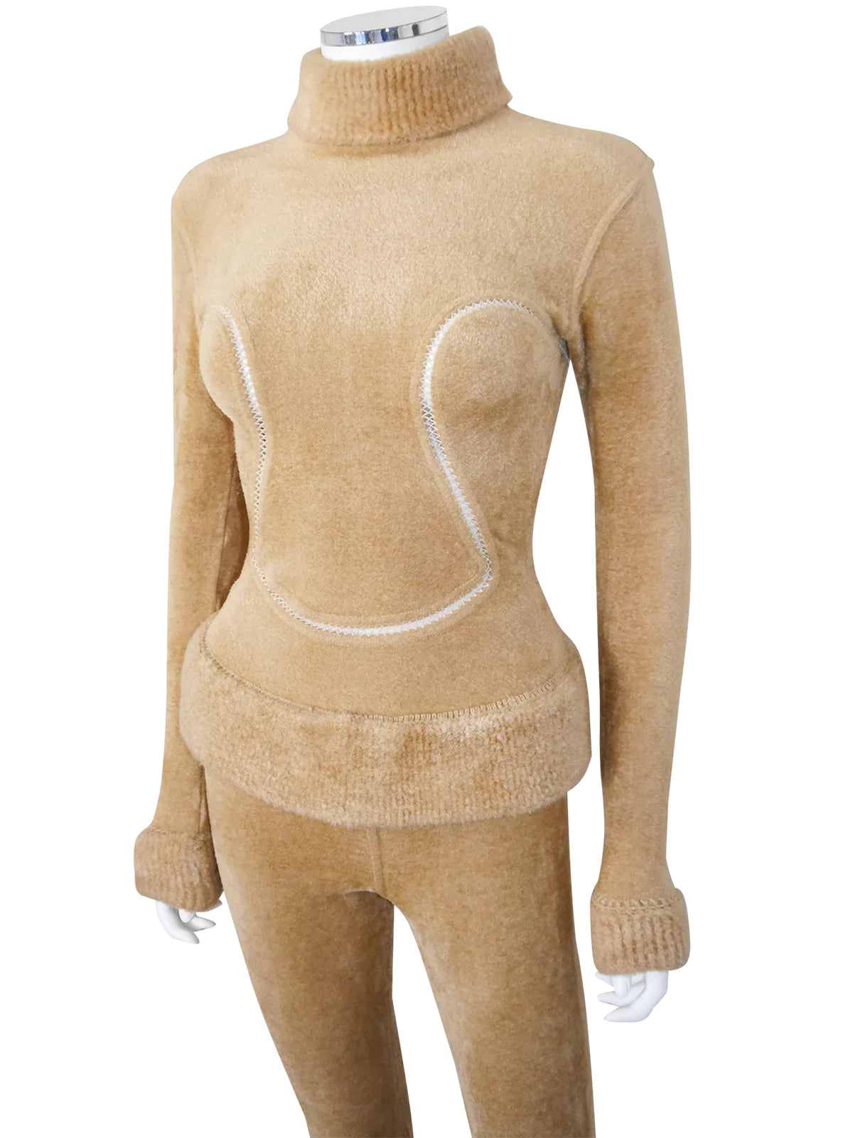 Copy of AZZEDINE ALAIA Fall 1991 Vintage Camel Bodycon Top & Leggings Ensemble Size S // Sold