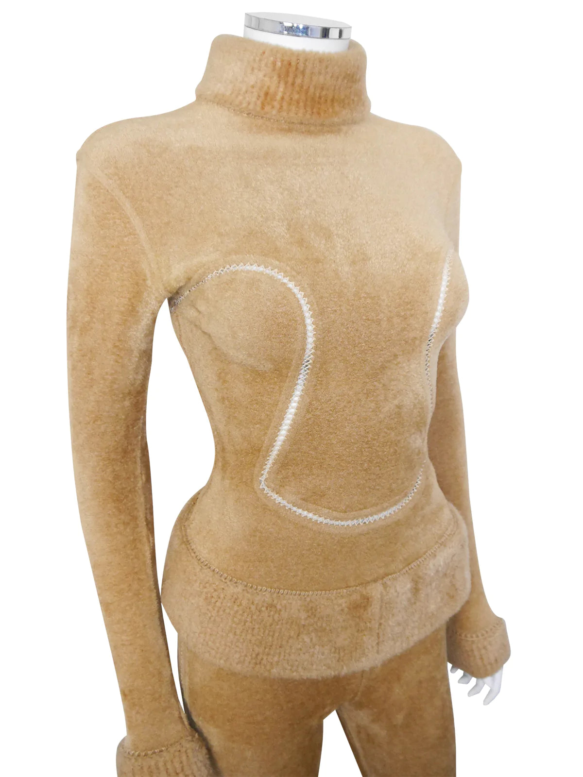 Copy of AZZEDINE ALAIA Fall 1991 Vintage Camel Bodycon Top & Leggings Ensemble Size S // Sold