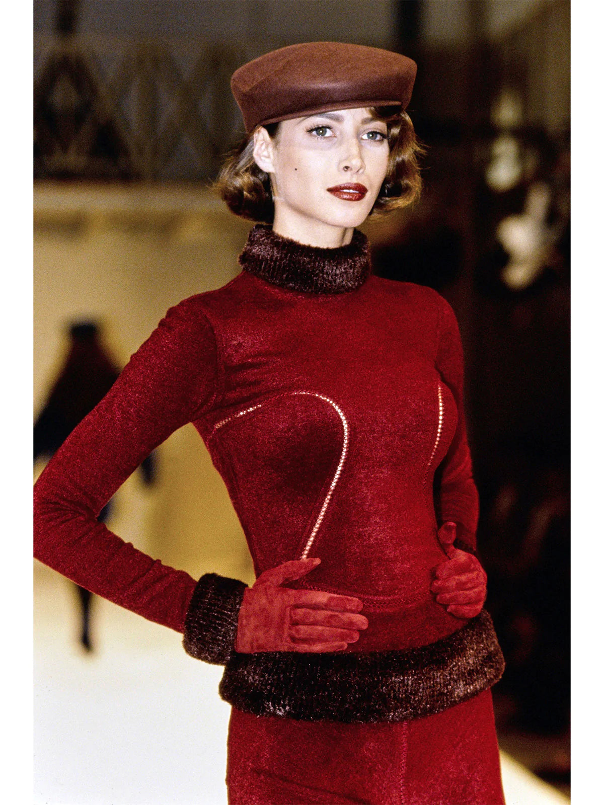 Copy of AZZEDINE ALAIA Fall 1991 Vintage Camel Bodycon Top & Leggings Ensemble Size S // Sold