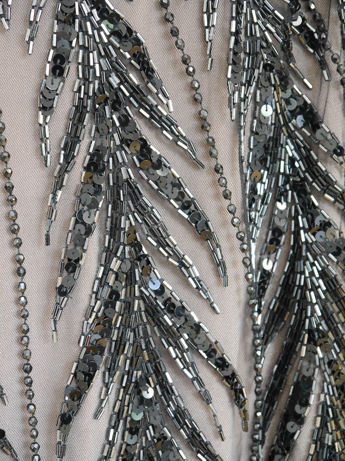 BOB MACKIE Vintage Fringed Beaded Flapper Style Evening Dress w/ Open Back