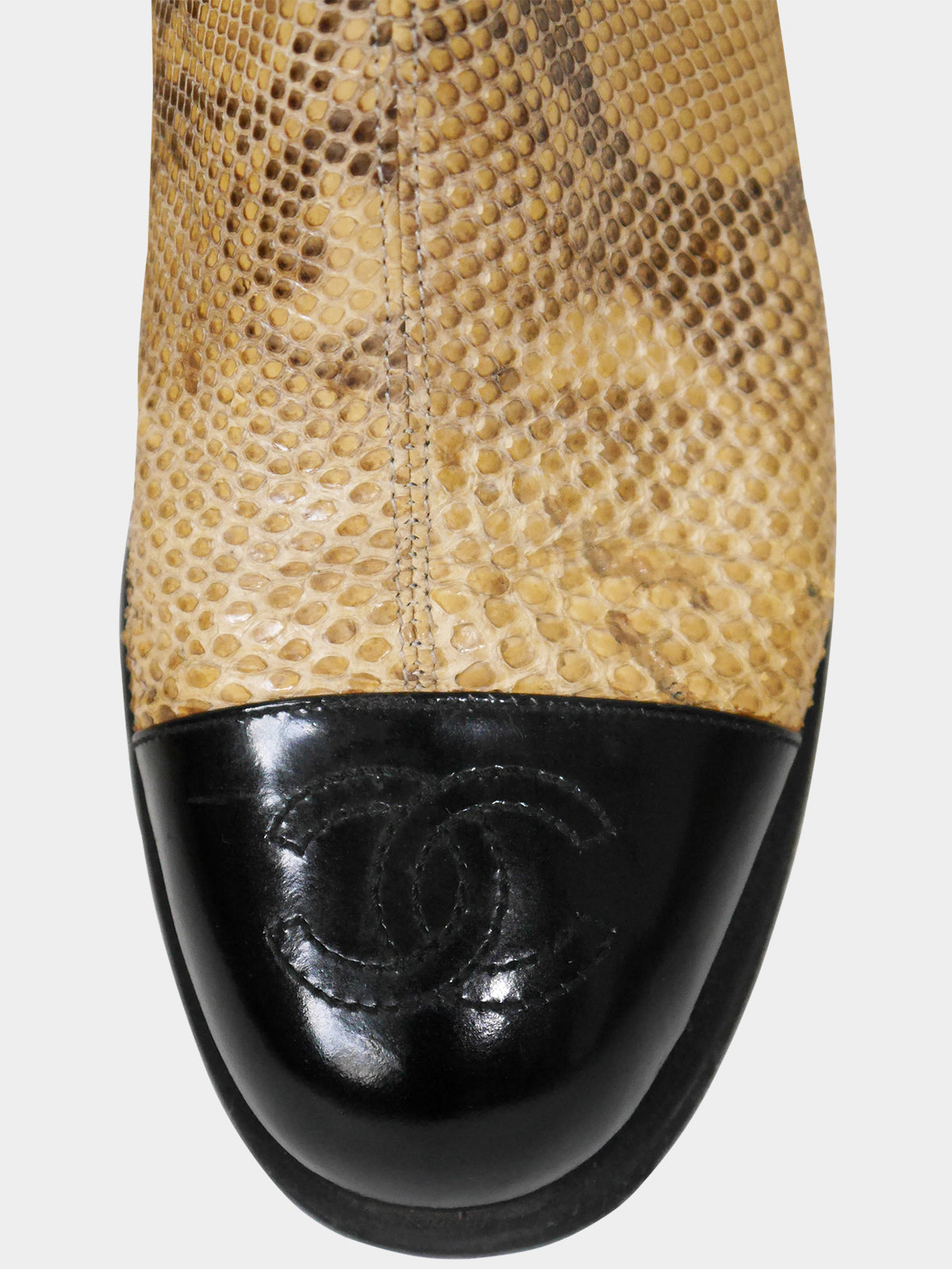 CHANEL Spring 1996 Vintage CC Logo Python Snake Skin Boots Size EU 37,5-38