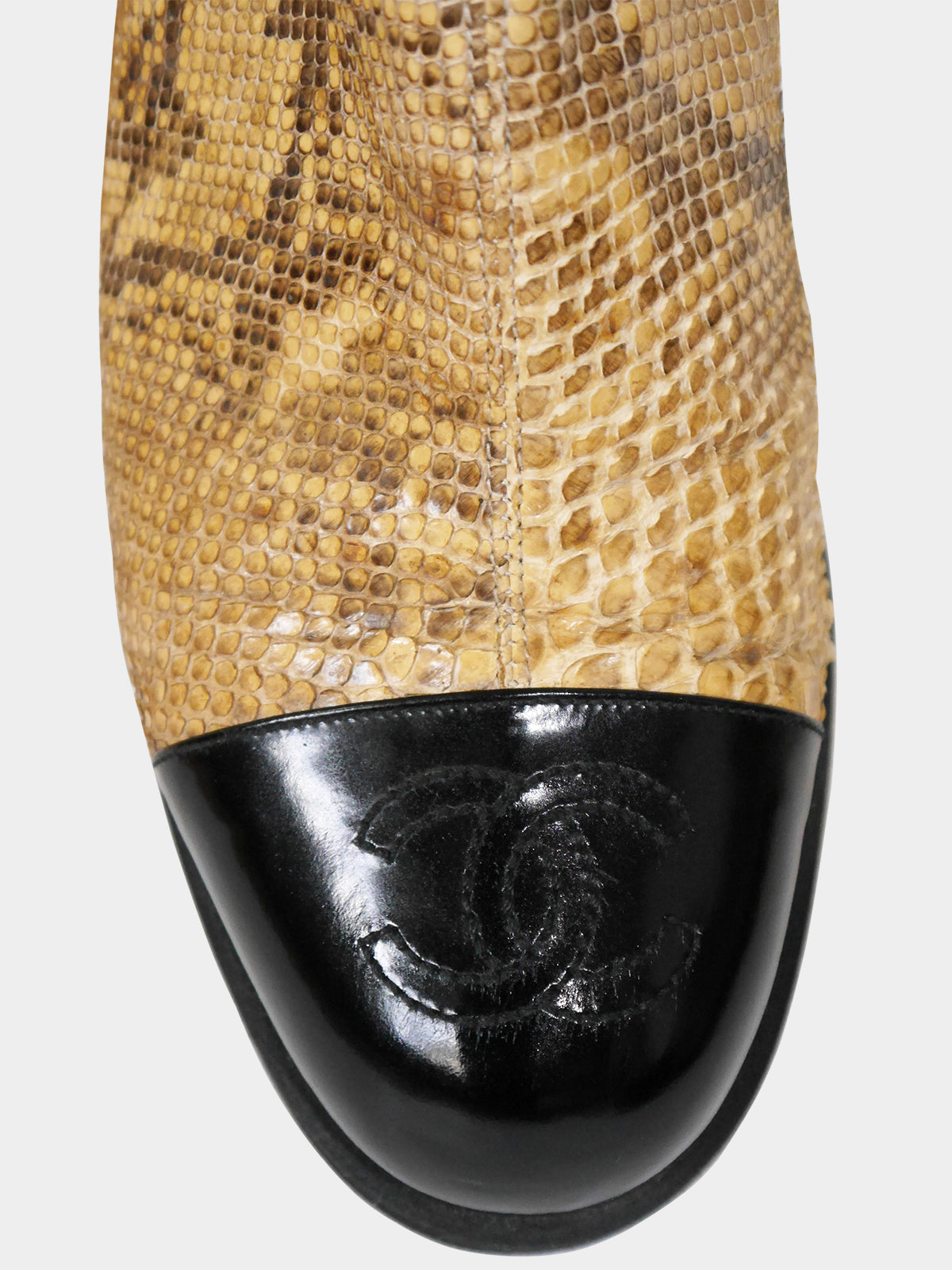CHANEL Spring 1996 Vintage CC Logo Python Snake Skin Boots Size EU 37,5-38