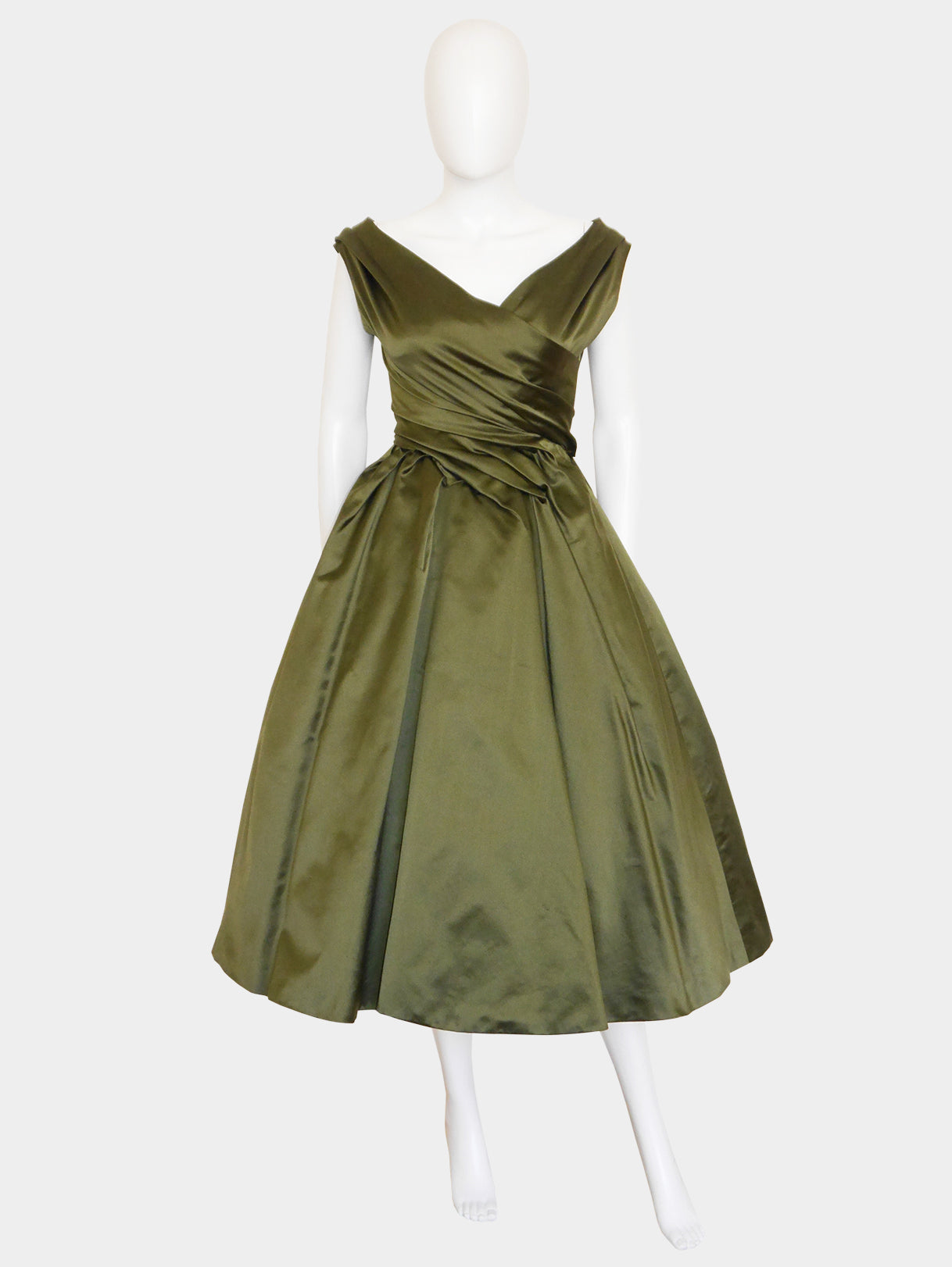 CHRISTIAN DIOR Fall 1957 Haute Couture "Venezuela" Draped Silk Evening Dress Size XXS-XS