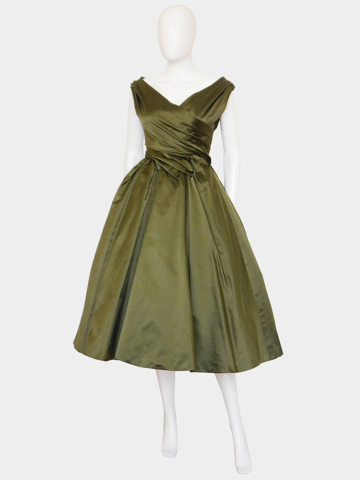 CHRISTIAN DIOR Fall 1957 Haute Couture "Venezuela" Draped Silk Evening Dress Size XXS-XS