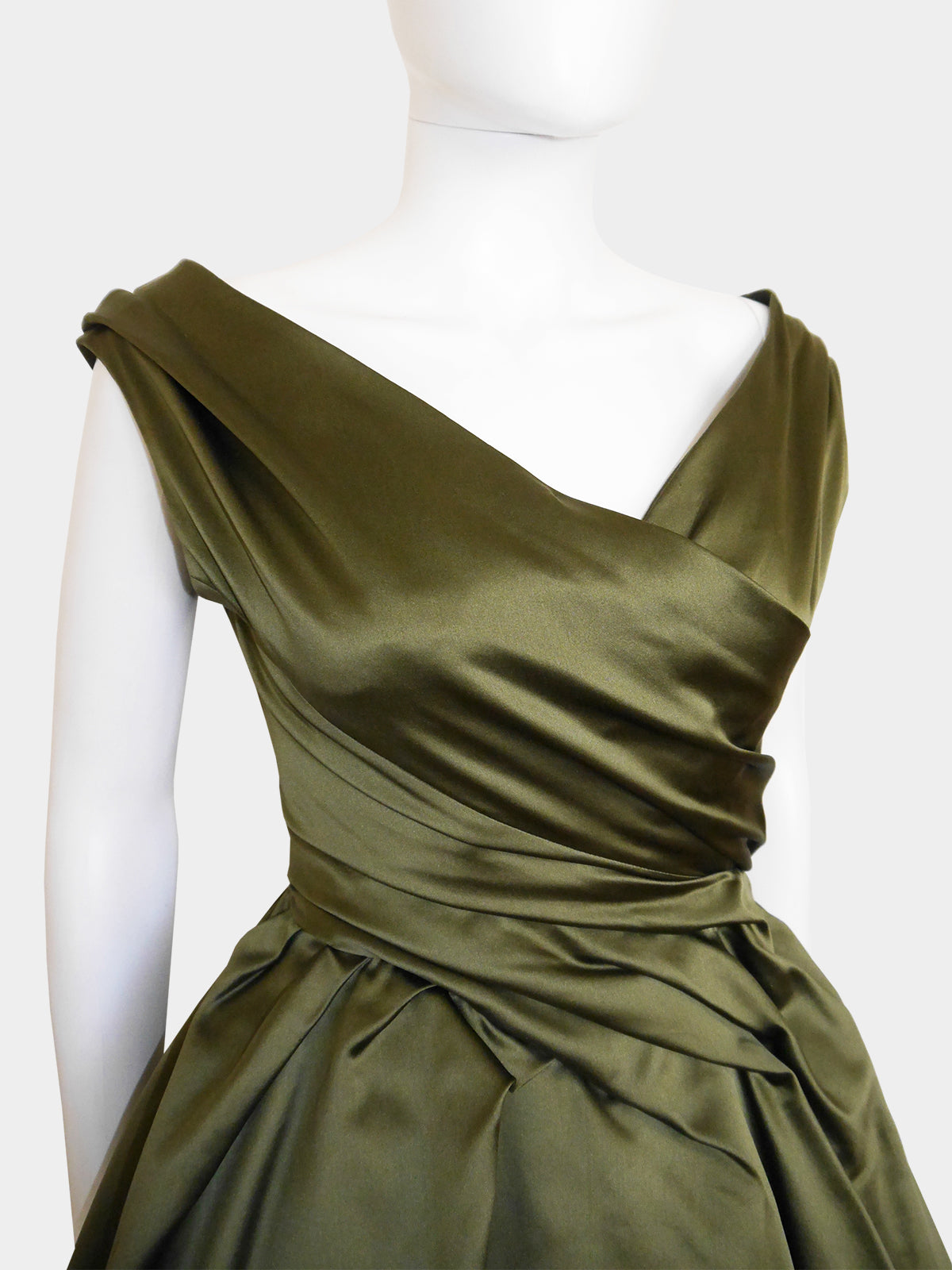 CHRISTIAN DIOR Fall 1957 Haute Couture "Venezuela" Draped Silk Evening Dress Size XXS-XS