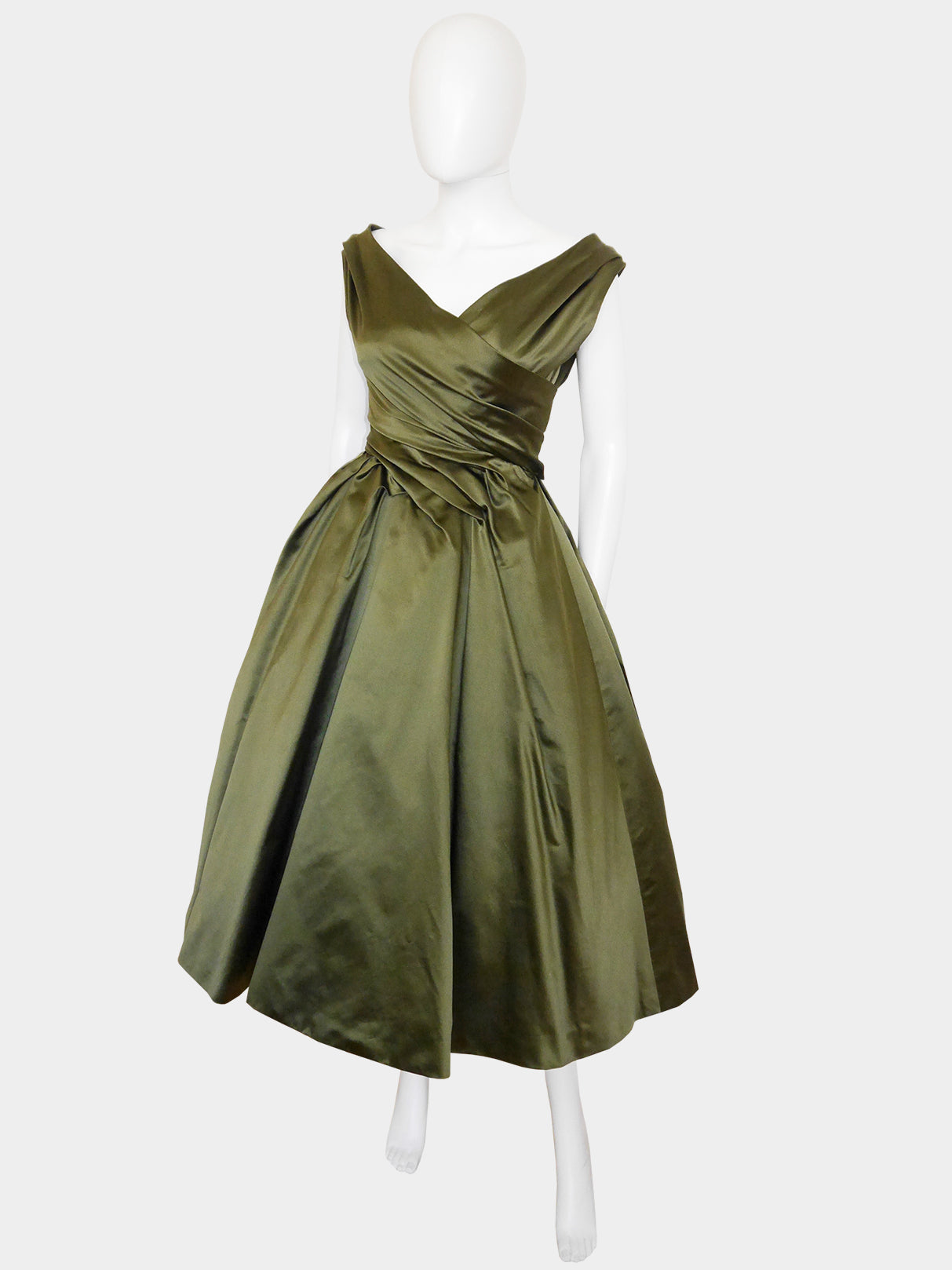 CHRISTIAN DIOR Fall 1957 Haute Couture "Venezuela" Draped Silk Evening Dress Size XXS-XS