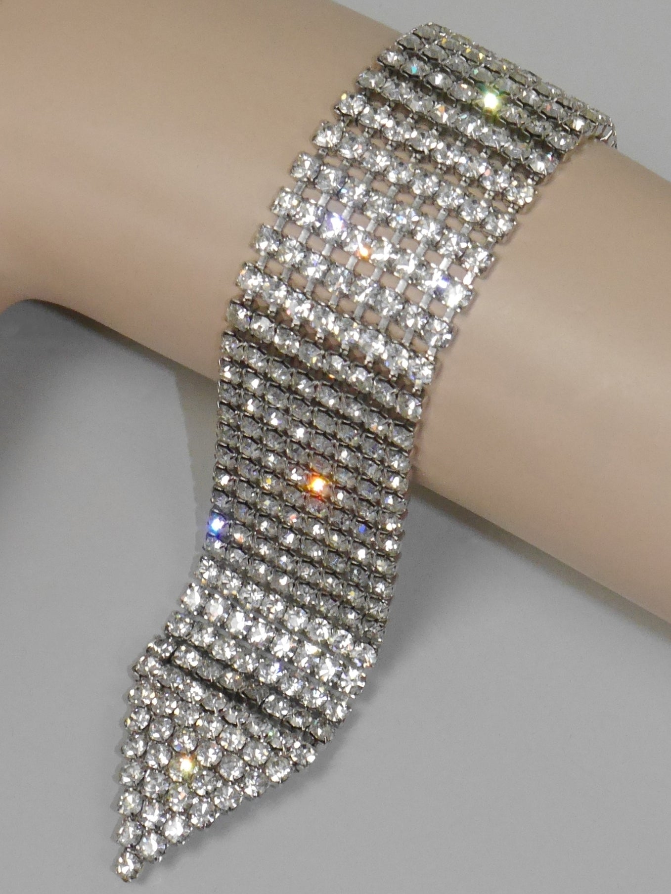CHRISTIAN DIOR c. 1970s Vintage Crystal Rhinestone Bracelet