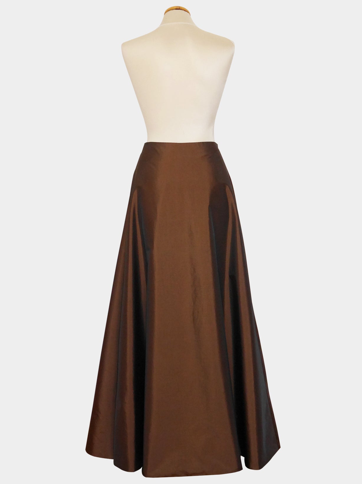 CLAUDE MONTANA 1990s Vintage Minimalist Copper Silk Maxi Evening Ball Gown Skirt Size S