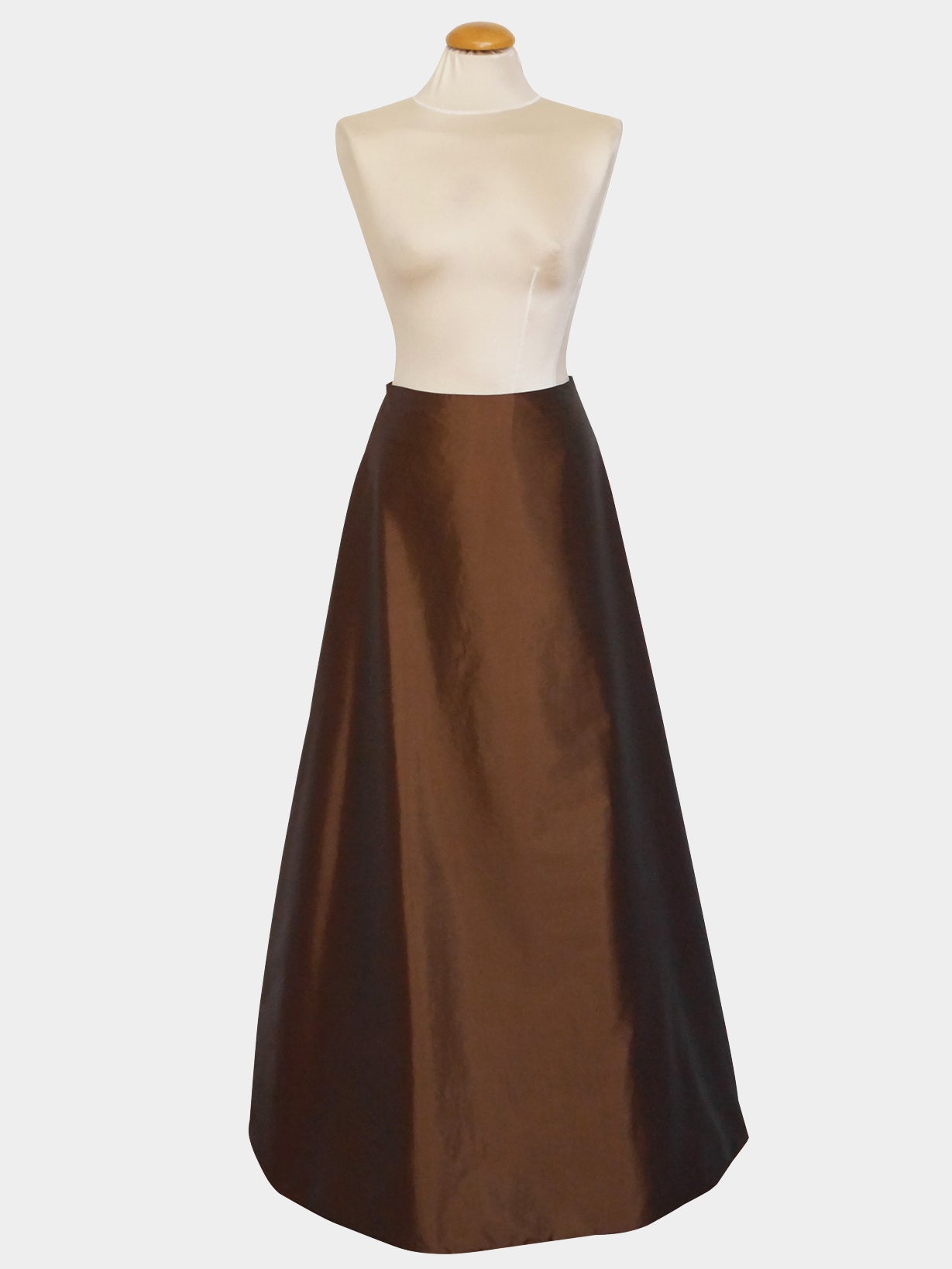 CLAUDE MONTANA 1990s Vintage Minimalist Copper Silk Maxi Evening Ball Gown Skirt Size S